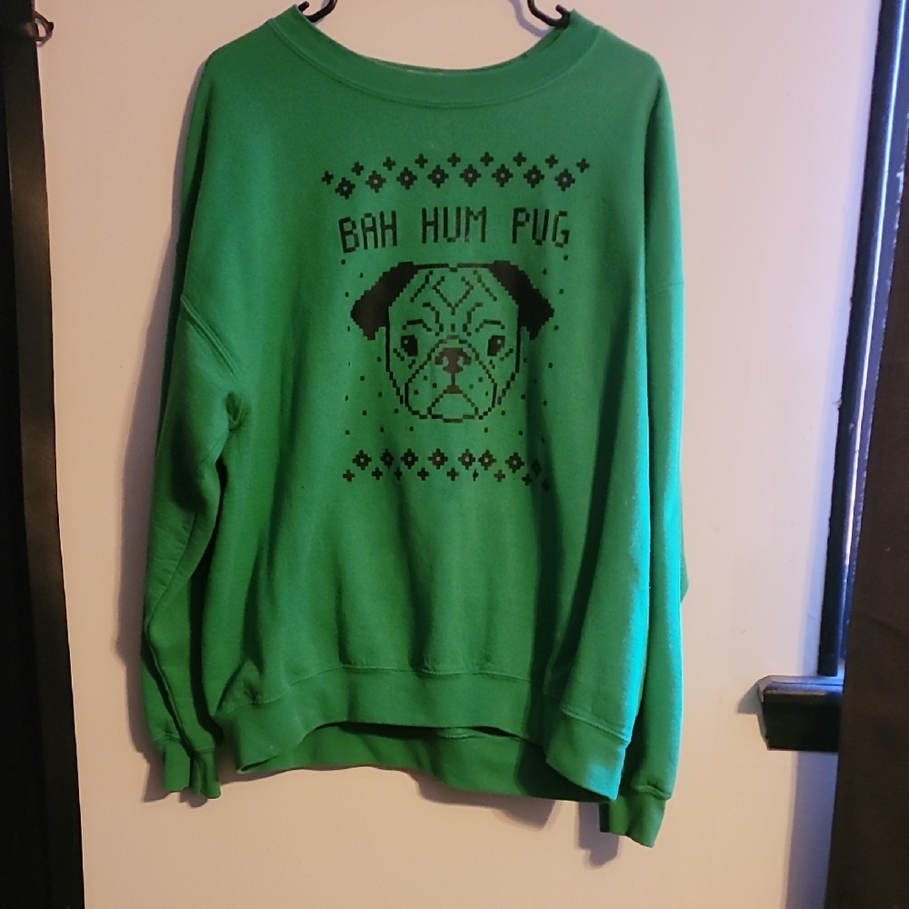 Green 'Bah Hum Pug' Sweatshirt